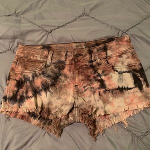 Siwy tie dyed denim shorts.